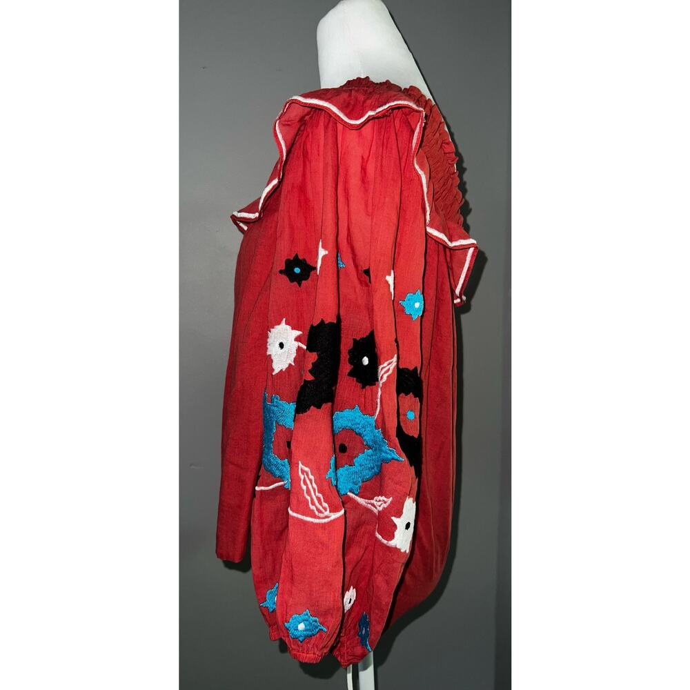 MISA Los Angeles Off The Shoulder Boho Embroidered Top  Size Medium